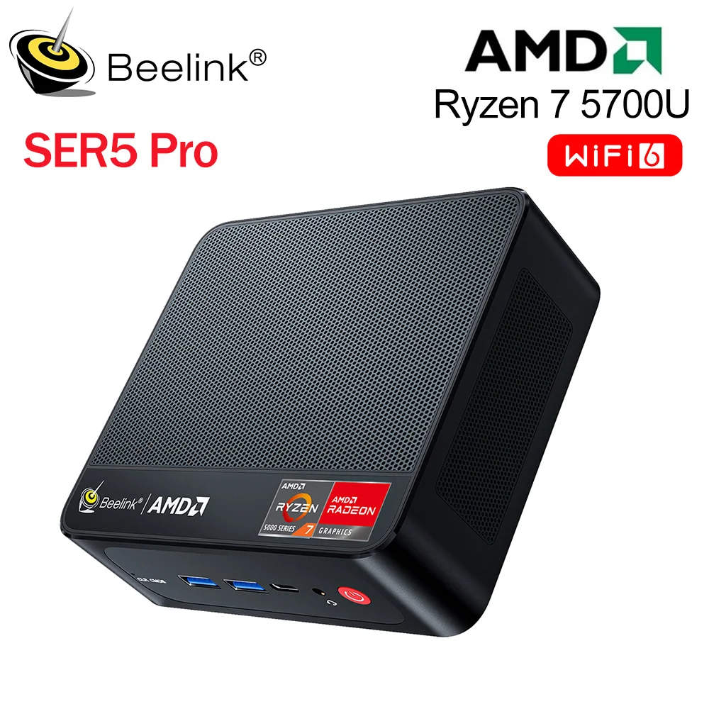 Beelink Mali PC AMD ryzen 5 5560U 7 5700U 5800H SER5 SER5 Menő Minden asztali Játék Számítógépes wifi6 BT DDR4 16GB 500GB SSD 32GB 1T