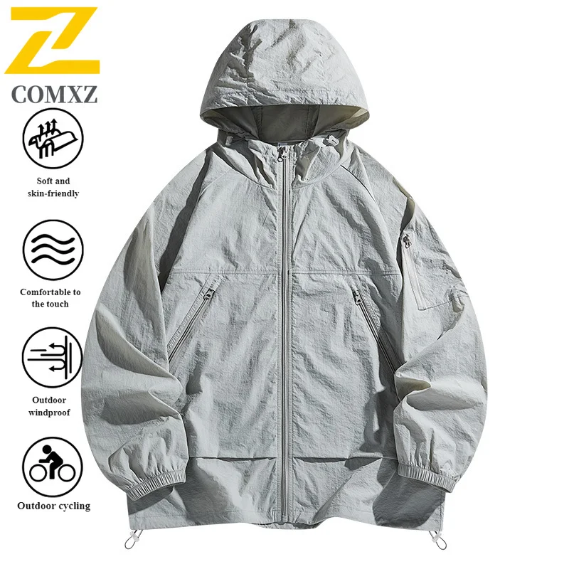 Men's Summer Ice Silk UV Protection Jacket UPF50+ Lightweight Outdoor Skin Coat Quick-Dry for Hiking Trekking Fishing Sports