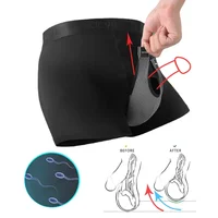 Man Sexy Magnetic Boxers HOOK LOOP Crotch Dual Penis Pouch Hole Lingerie Adjust Scrotal Support Varicocele Cure Gay Underwear 1