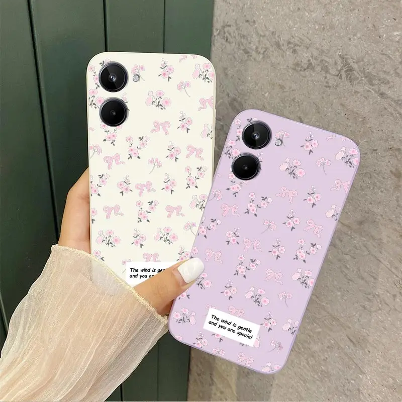 Elegant Pink Floral Silicone Phone Case Cover