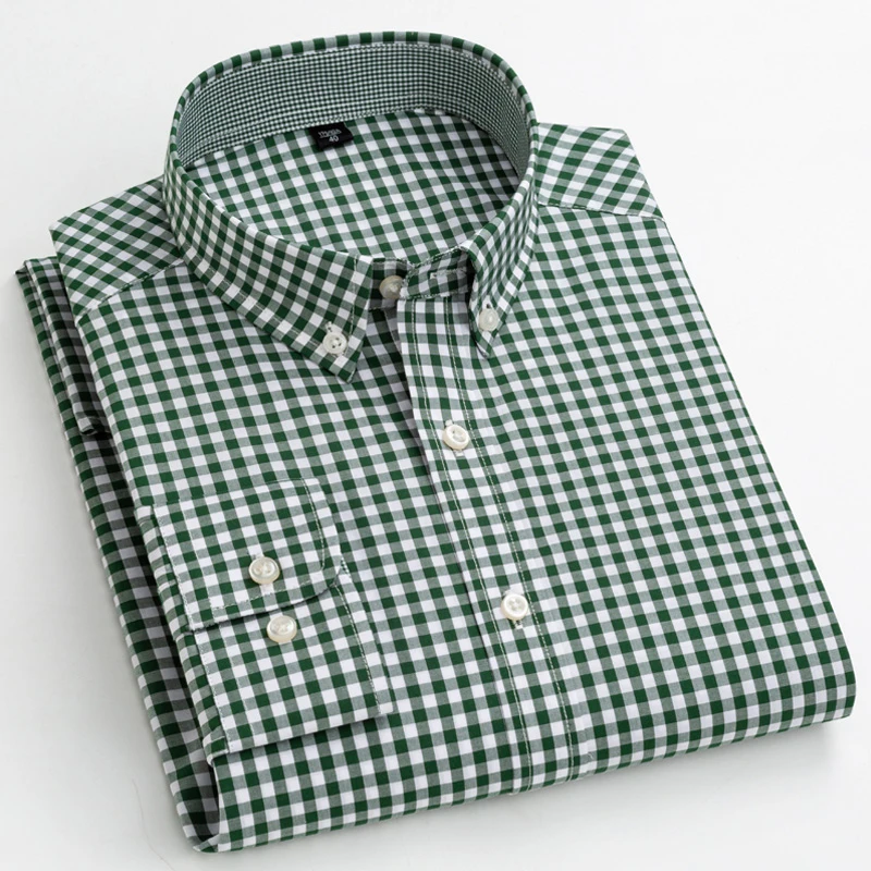 Men's Casual Plaid Shirt Long Sleeve 100% Cotton Shirts Cotton Shirt Long Sleeve Shirt