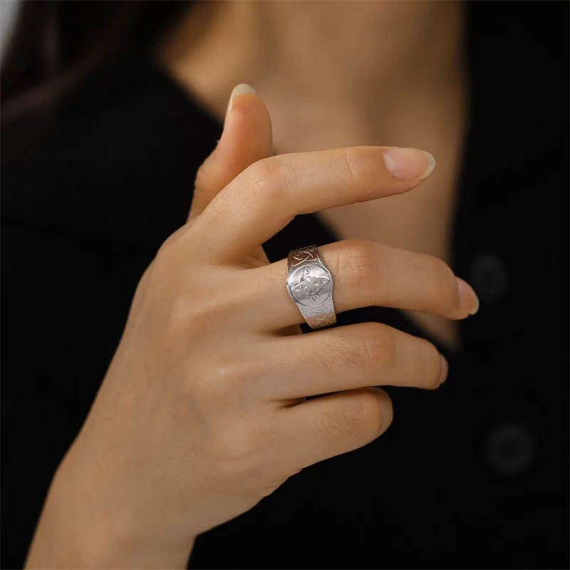 Keltische Hexen knoten Ring Edelstahl Schmuck Hexen knoten Fingerringe Hexerei Wicca Amulett Schutz ringe Party Geschenke – Detail 13