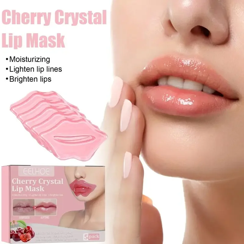 

5pcs Cherry Crystal Lip Mask Moisturizing Anti Wrinkle Nourishing Lip Patches Fade Lip Liners Remove Dead Skin Beauty Lips Care