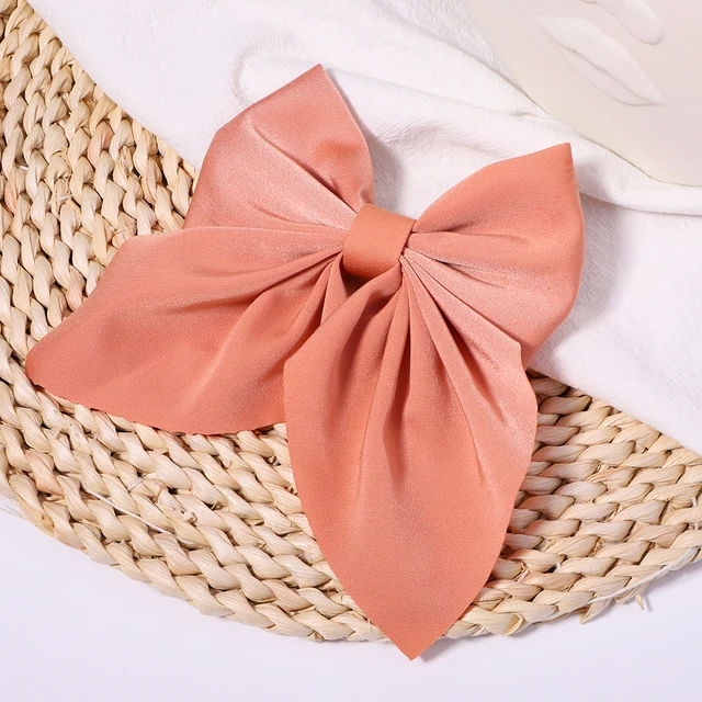 New Sweet Bow Hairpins Solid Color Bowknot Hair Clips For Girls Satin Butterfly Barrettes Duckbill Clip Kids Hair Accessories 1