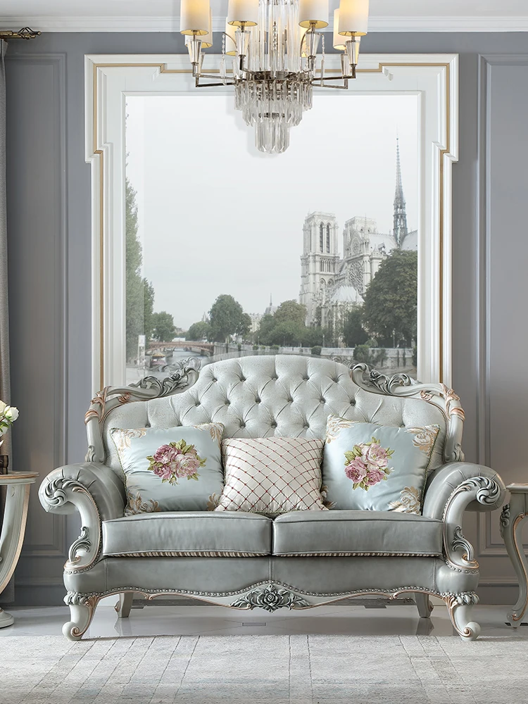 

Дворная французская мебель, Европейский Изумрудный софтбокс из цельной древесины, небольшой семейный тканевый диван HR