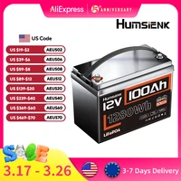 Humsienk 12V 100Ah Built-in 100A BMS Lithium Iron Phosphate Battery Packs For RV/ Vans/ Trolling Motor/ Golf Cart/ Camping 1