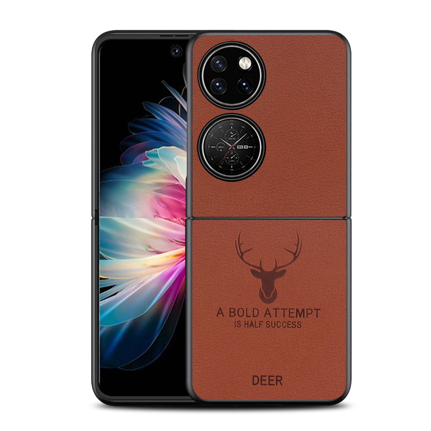 P50 Pocket Funda Case For Huawei P50 Pocket P50Pocket Deer Pattern Vintage Pu Leather Coque Phone Case Cover Capa P50 Pocket