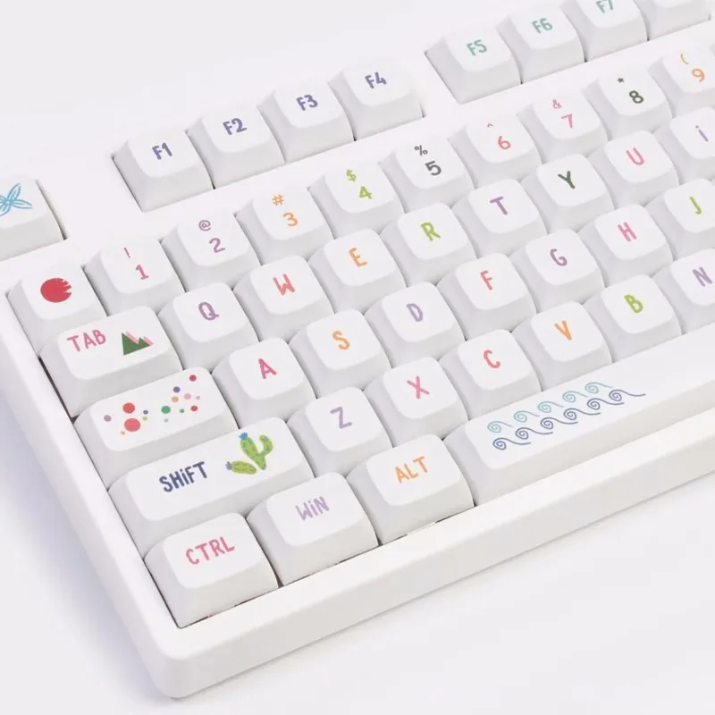 

Summer Painting PBT Keycap 124 Keys Set XDA Profile MX Switch DYE-SUB White Keycap for Mechanical Gaming Keyboard Customization