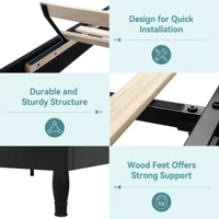 HOOMIC Full/Queen/King Size Velvet Bed Frame with Adjustable Tiara Headboard, Diamond Tufted Upholstered Platform Bed 6