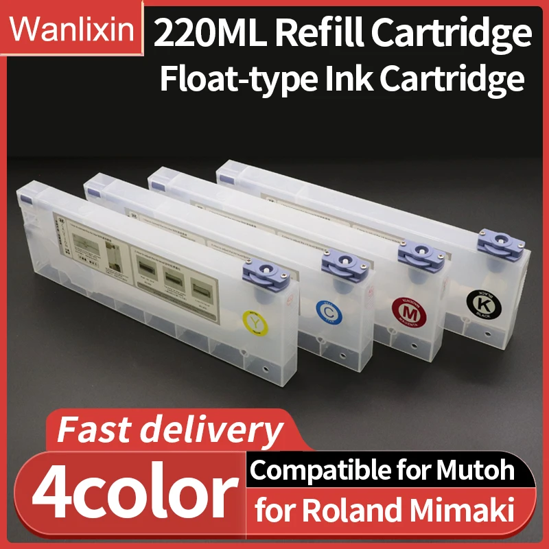 Mimaki Roland Mutoh 에코 솔벤트 프린터 잉크 공급 시스템 용 4pcs 220ml 대량 리필 잉크 카트리지 빈 칩 VS300 BN-20