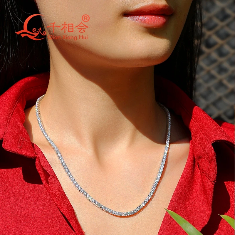 Moissanite 10k Tennis Necklace 10K Gold Moissanite Tennis Necklace