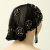 Women Hijab Lace Beaded Turban Muslim Headscarf Breathable Hat Bonnet Mesh Beanies Wedding Party Head Wrap Cap Turbante Mujer