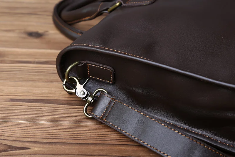 NZPJ Retro Men's Leather Briefcase Natural Cowhide Cross Section Single Shoulder Messenger Bag Casual Business Handbag Laptop