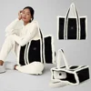 LO Color Contrast Plush Tote Bag Large Lychee Print Letter Fashion Handbag Large Capacity High Quality Shoulder Bags 1