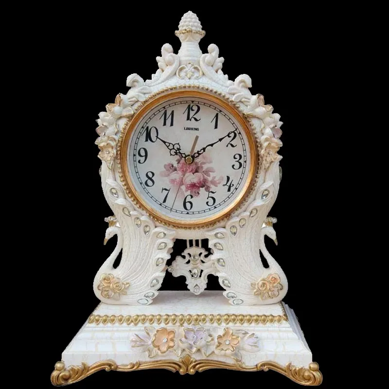 

European Style Silent Clock, Modern Simple And Creative Antique Decorative Bedside Table Clock, Artistic Tabletop Ornaments
