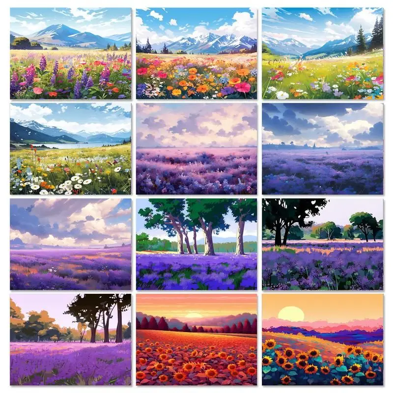 

GATYZTORY Diy Painting By Numbers For Adults Handpainted Flower Field Drawing By Numbers Unique Gift Wall Art For Home Decor