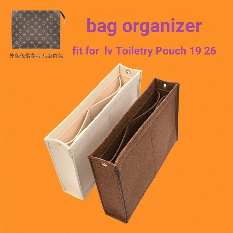 【Soft andLight】Bag Organizer Insert For Lv Toiletry Pouch 15 19 26 Organiser Divider Shaper Protector Compartment Inner Lining