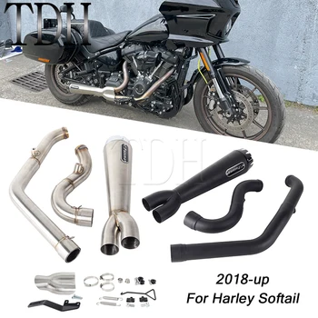 Motorcycle Exhaust Muffle Middle Link Pipe Mid-controls Exhaust System Silencer For Harley Softail Standard FXST FXBBS FXBB 18