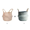 2PCS Boho style Decor Handmade Straw Seaweed Flower Basket Plant Pot Wicker Storage Basket Collapsible Laundry Basket 3
