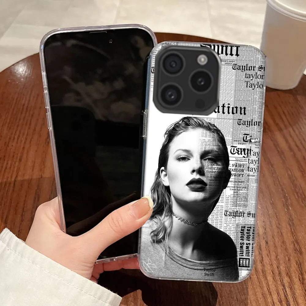 thumbnail image 1 of Funda transparente para teléfono Singer T-Taylors S-Swifts para Aplee iPhone 12 13 Mini 14+ 15 Plus 16 Pro Max Funda 11 Pro X XS Max Coque Hard P, 1 of 5