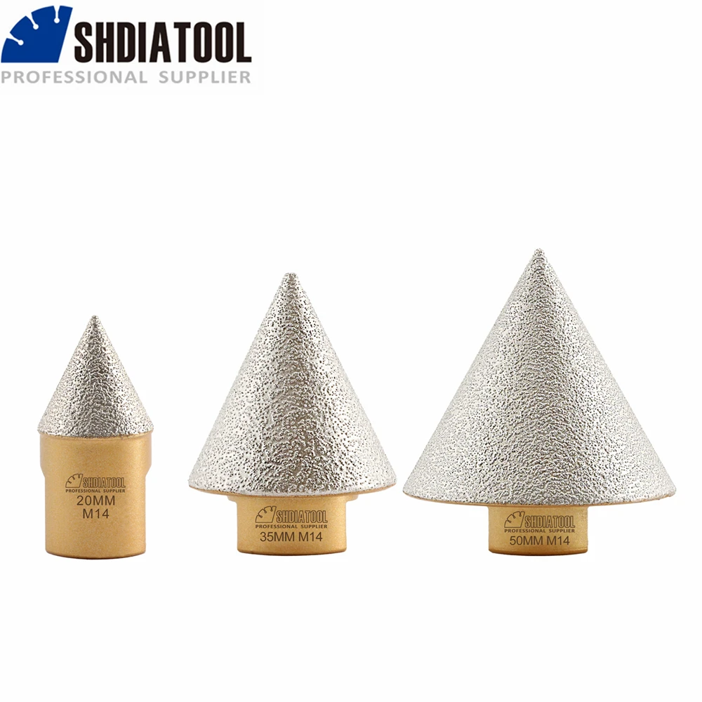 SHDIATOOL 1pc Diamond Chamfer 20/35/50mm M14 Milling Crown Hole Saw Grinding Marble Ceramic Porcelain Tile Bevelling Finger Bits fachlich 1pc 20 82mm diamond chamfer bits bevelling enlarge hole saw polishing ceramic tile marble grinding taper milling bits