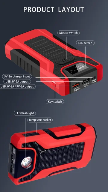 1200a Auto Starthilfe tragbare Power Bank Not start gerät Batterie Booster  Launcher für Gas 5l Diesel 3l Auto