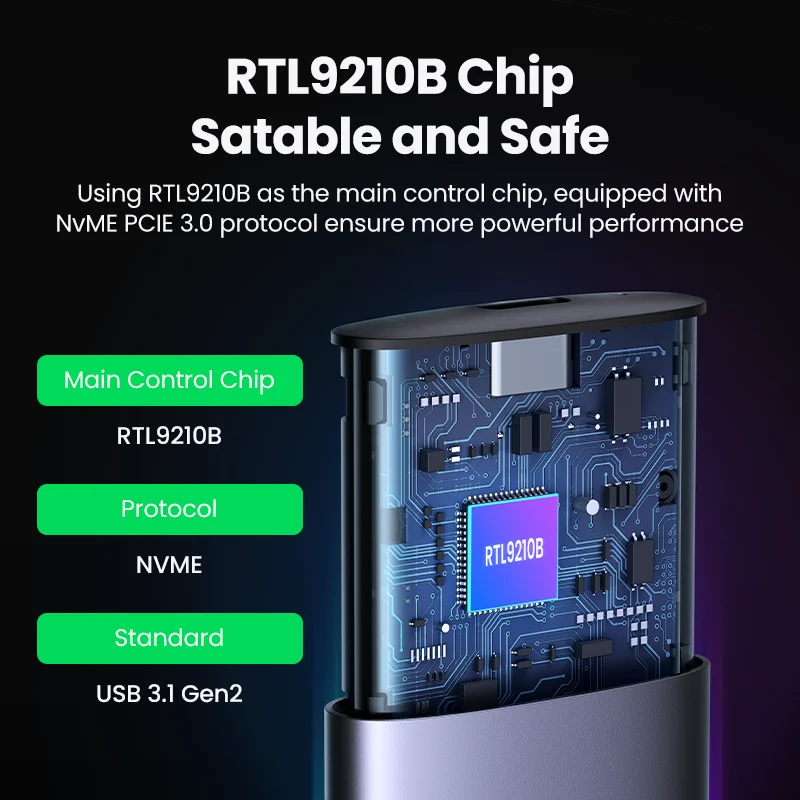 Ugreen-ssd Caixa Adaptadora com Protocolo Duplo Nvme Sata M.2 para Usb tipo c 3.1 Nvme Pcie Ngff Sata Ssd Disk Box - Imagem 3