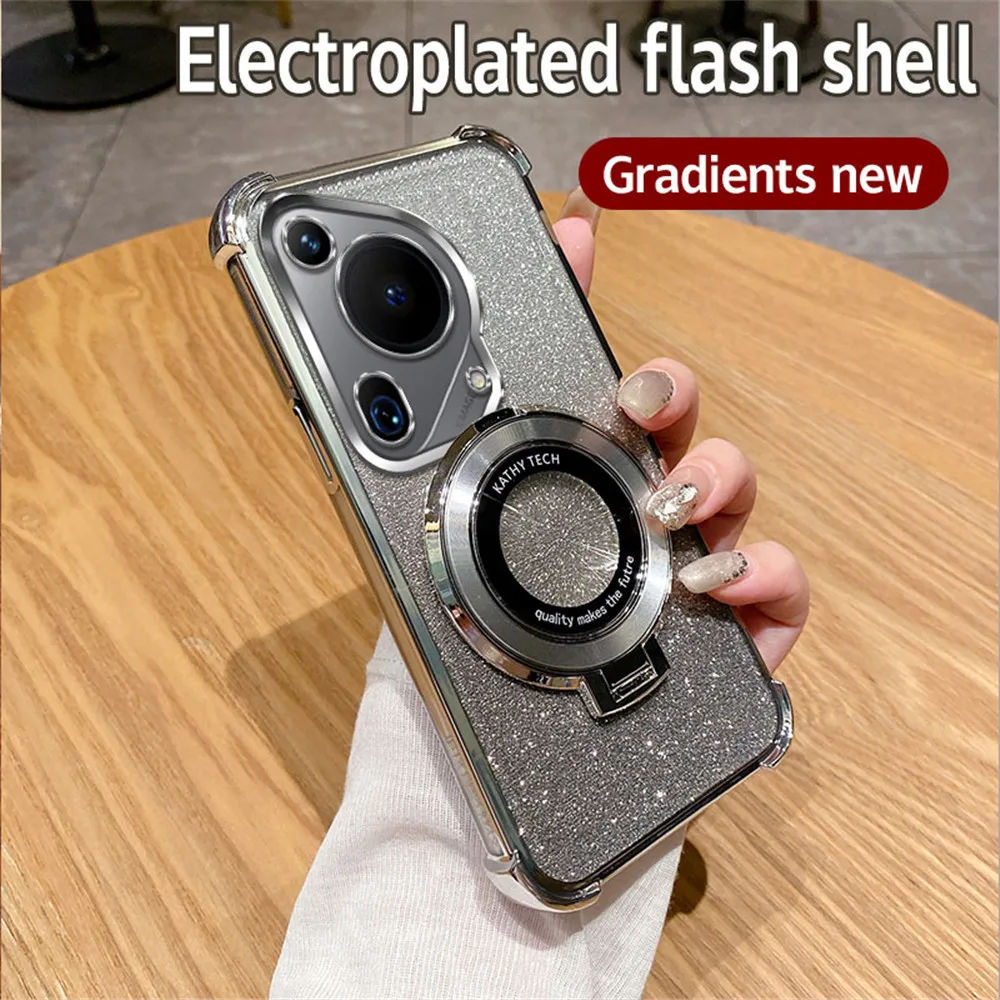 Shockproof Glitter Plating Bracket Soft Silicone Case