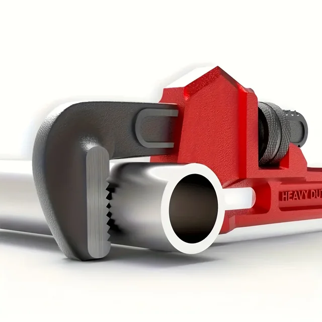 12inch / 8inch Heavy Duty Straight Pipe Wrench, Adjustable Aluminum Plumber Wrench with Floating Hook Jaw and I-Beam Handle, Red 4
