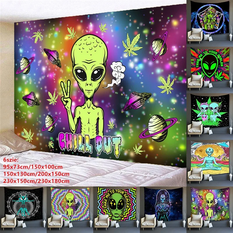 

Psychedelic Tapestry Trippy Alien Wall Hanging Art Bedroom Decor Wall Tapestries Background Large Tapestry