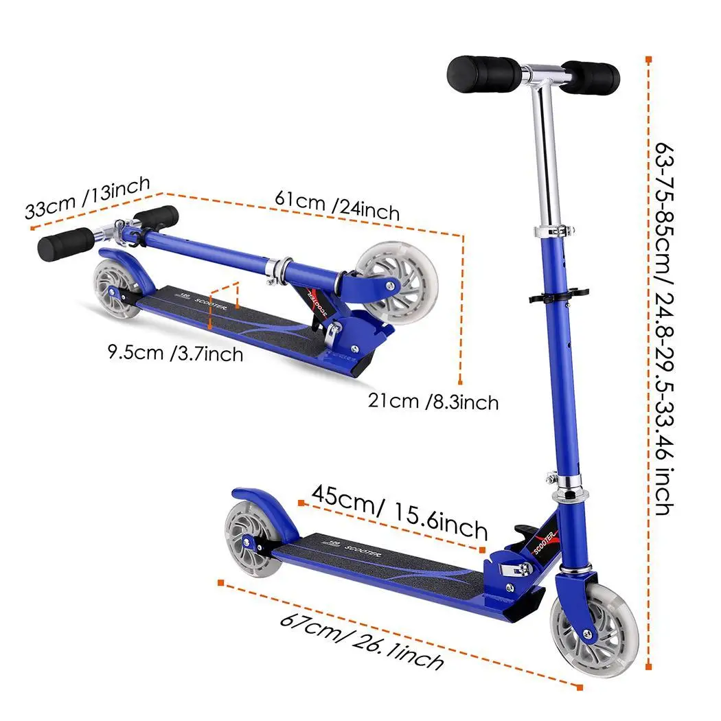Details about   Portable Kick Scooter Foldable 2 Wheel Scooter 2 Color for Adult/Kid 