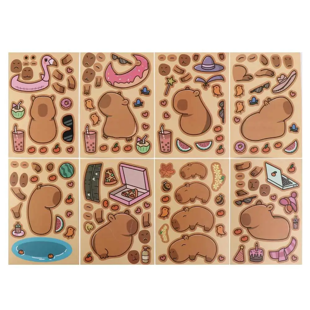 Make a Face Sticker Capybara Sticker Waterproof Cartoon Toy Puzzle Stickers DIY Sticker DIY Face Changing Stickers Kids Sticker