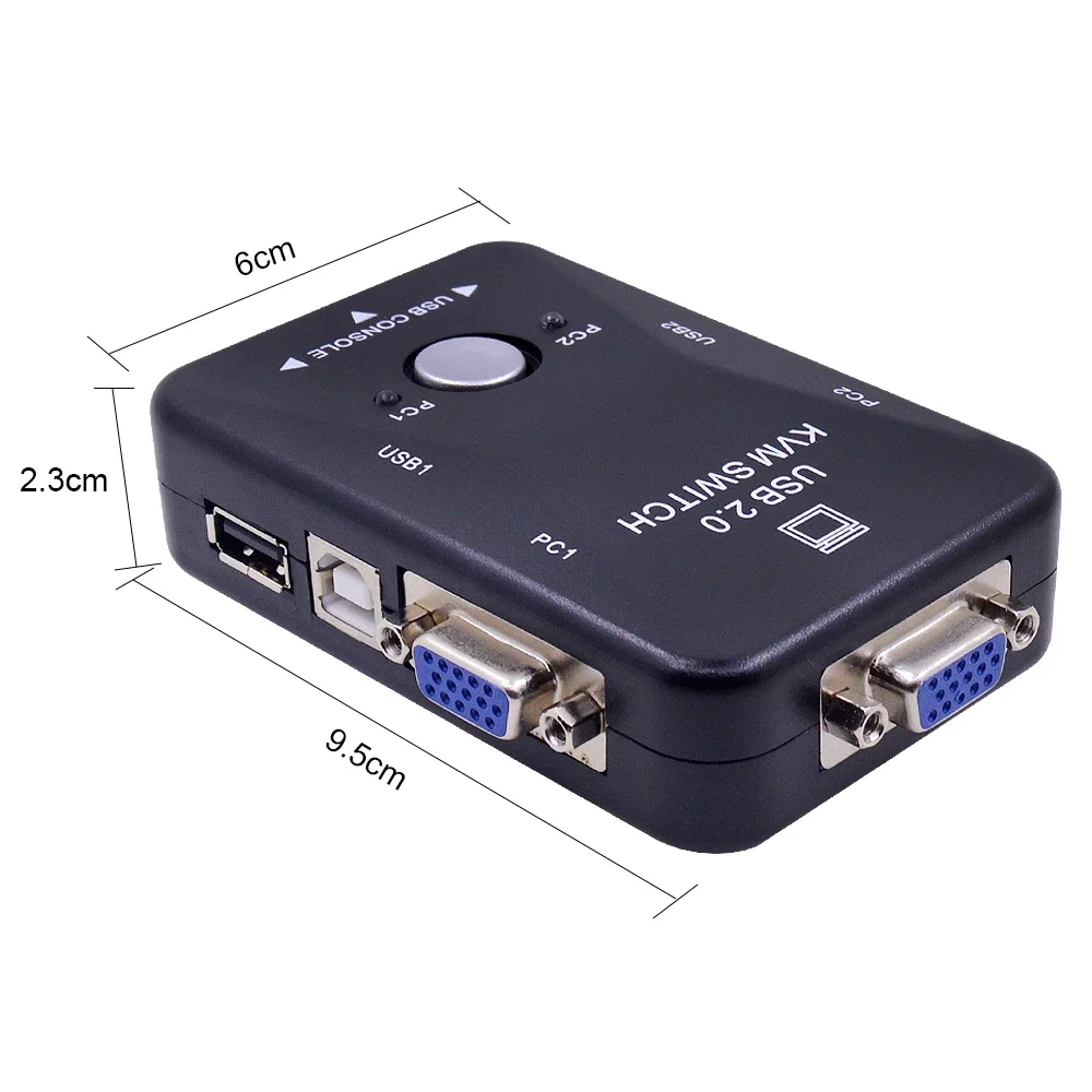 USB KVM 스위치 스위처, 2 포트 VGA SVGA 스위치 박스, USB 2.0 마우스 키보드