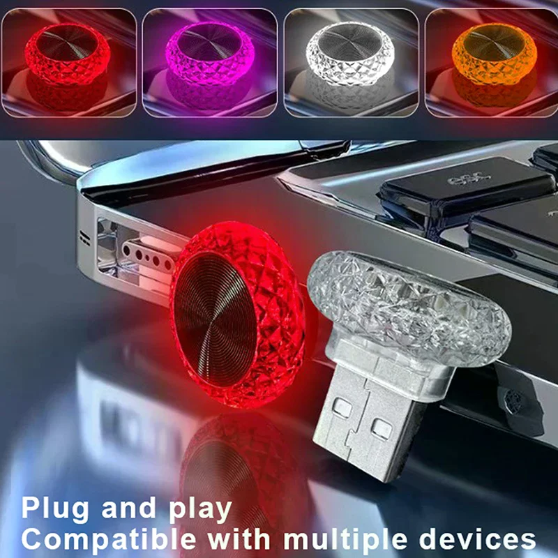 휴대용 USB 전원 미니 LED 분위기 조명 자동차 실내 장식 램프 자동차 컴퓨터 침실용 범용