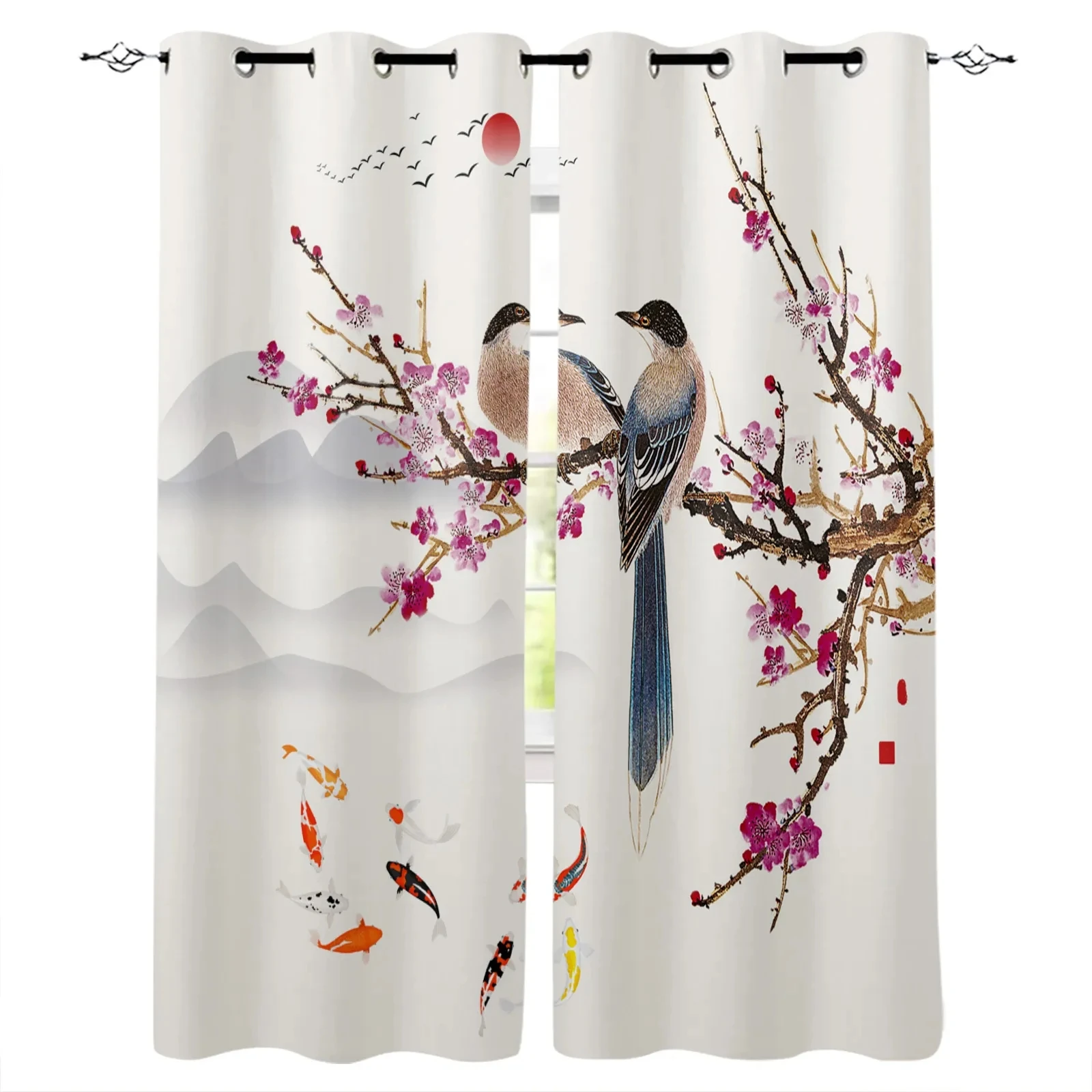 

2023 New plum blossom animal printed curtains, living room balcony decorative curtains,
