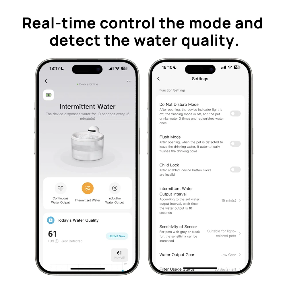 Pet Water Fountain Pet Water Dispenser Hiigge Cat Water Fountain 70mai Wireless Automatic Water Dispenser for Dog Cordless Pet Drinker with data analysis