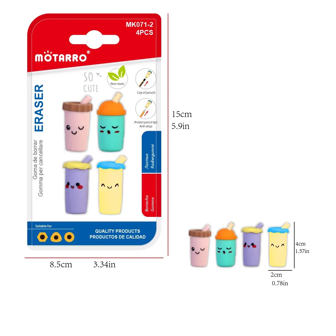 MOTARRO 4Pcs Cute Eraser Pencil Toppers Clip on Pencil for Students School Supplies Classroom Games Rewards Puzzle Erasers pencil eraser