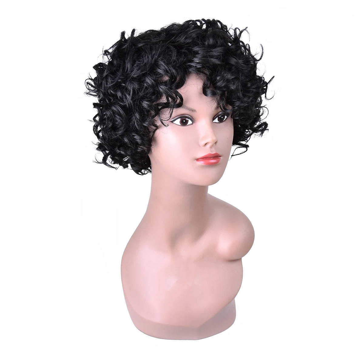 루즈 딥 인모 가발 루즈 웨이브 기계식 논레이스 자연스러운 느낌의 소피스 블랙..