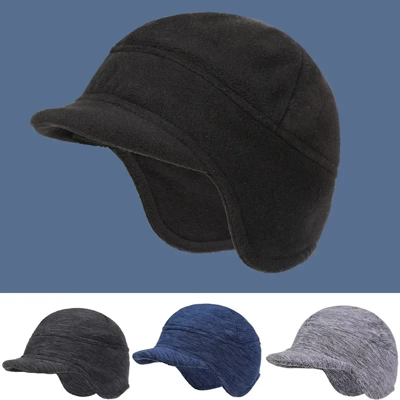 Thick Fleece Duckbill Hat Outdoor Windproof Cycling Warm Cap Men Women Winter Ear Cover Caps Simple Soild Knitted Beanies Hats