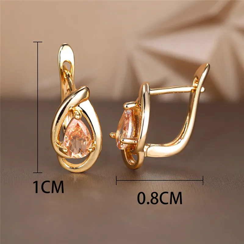 Charm Female Rainbow Blue Zircon Stone Hoop Earrings Vintage Gold Color Wedding Jewelry For Women