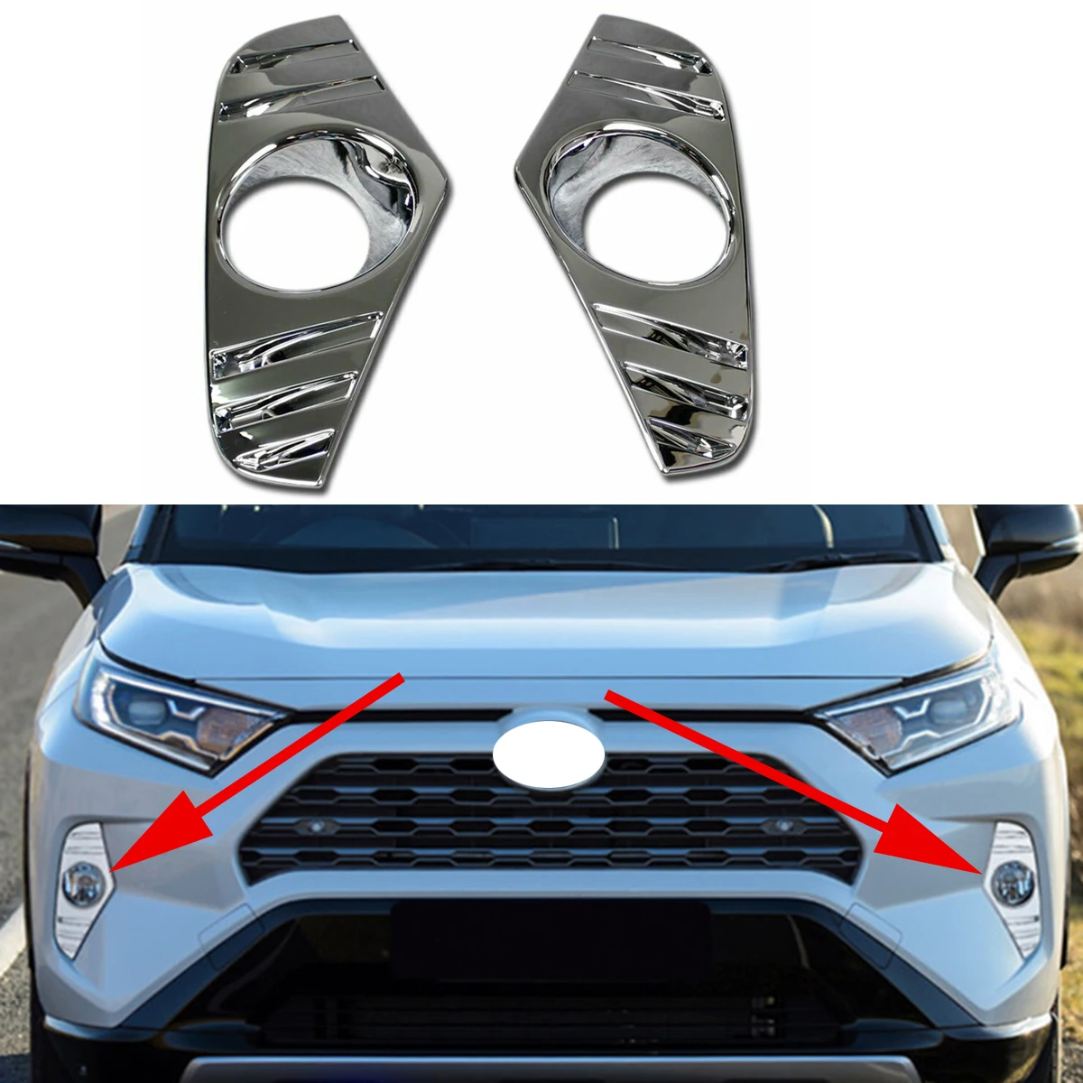 Auto Exterior Chrome Protector Accessories Fit For Toyota RAV4 2019 2020 2021 2022 Front Fog