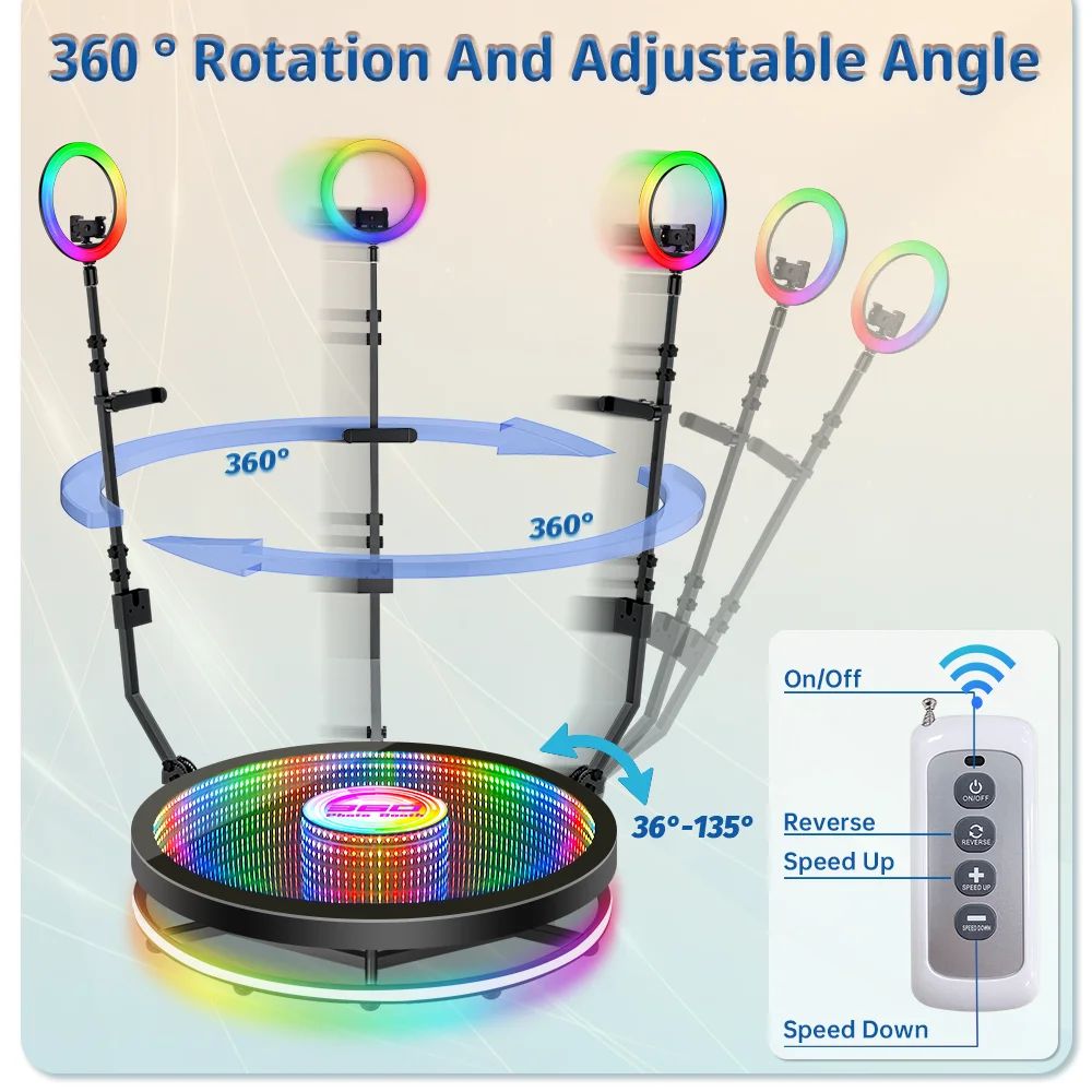자동 회전 360 카메라 사진 부스 기계, LED 매직 360, 1-7 인용 사진 부스 유리