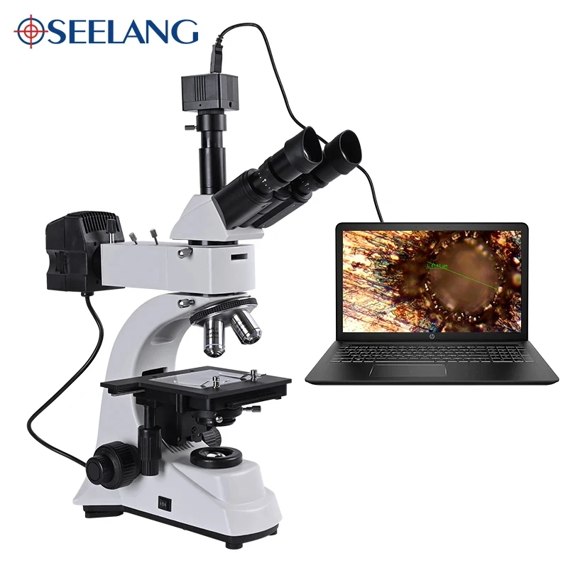 

Trinocular HD Metallographic Microscope 5MP USB eyepiece Metal Mineral LCD Chip Reflected Light Stereo Biological 2 uses