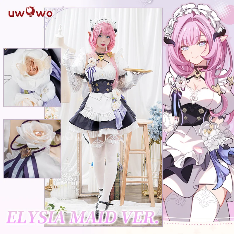 Honkai Impact 3 Elysia Women Maid Dress Party Carnival Halloween Cosplay Costume
