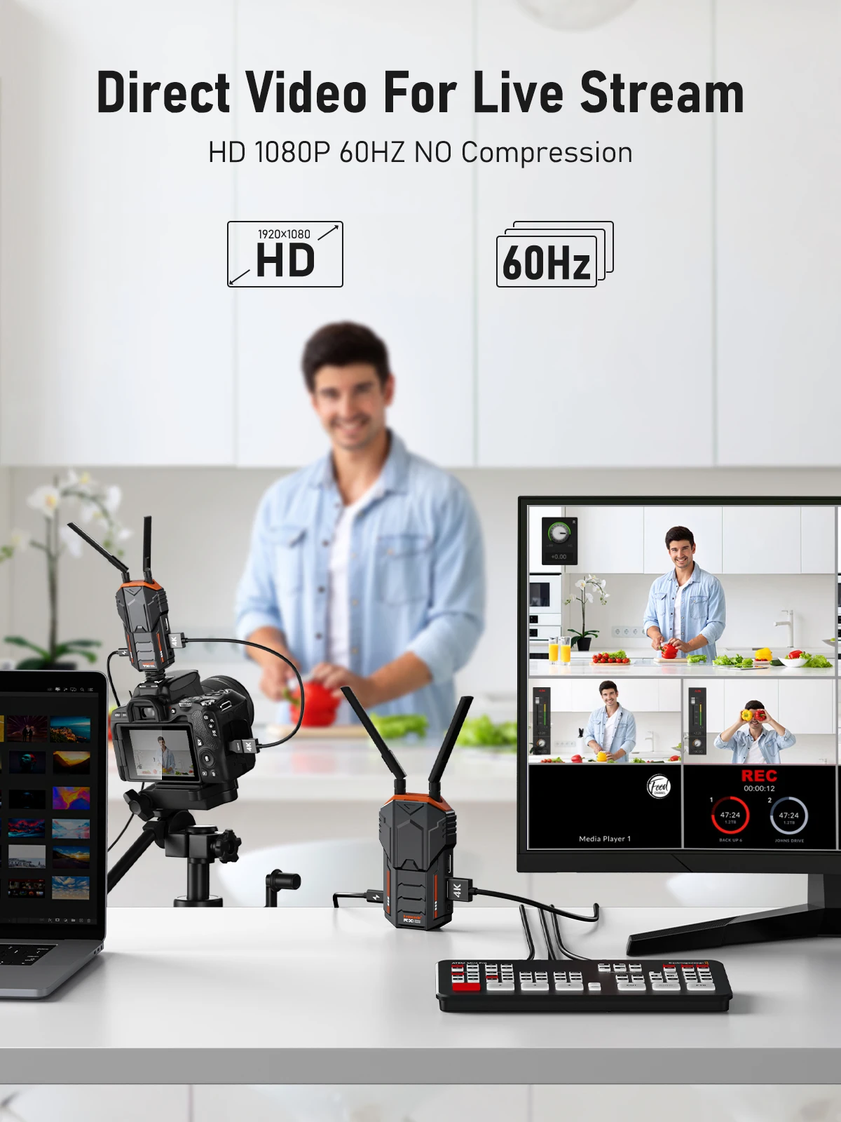 200M Wireless HDMI Extender HD 1080P Video Transmitter Receiver for Camera Camcorder Live Streaming PC To TV Support Battery,fpv transmitter receiver