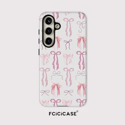 Custodia per telefono shockproof con fiocco rosa di lusso - Cover morbida a doppio strato in TPU e PC
