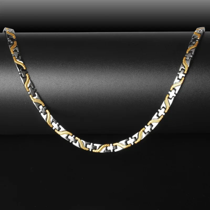 Men Necklace Titanium Steel Dragon Scales Necklace Magnetic Therapy Necklace Germanium Collar