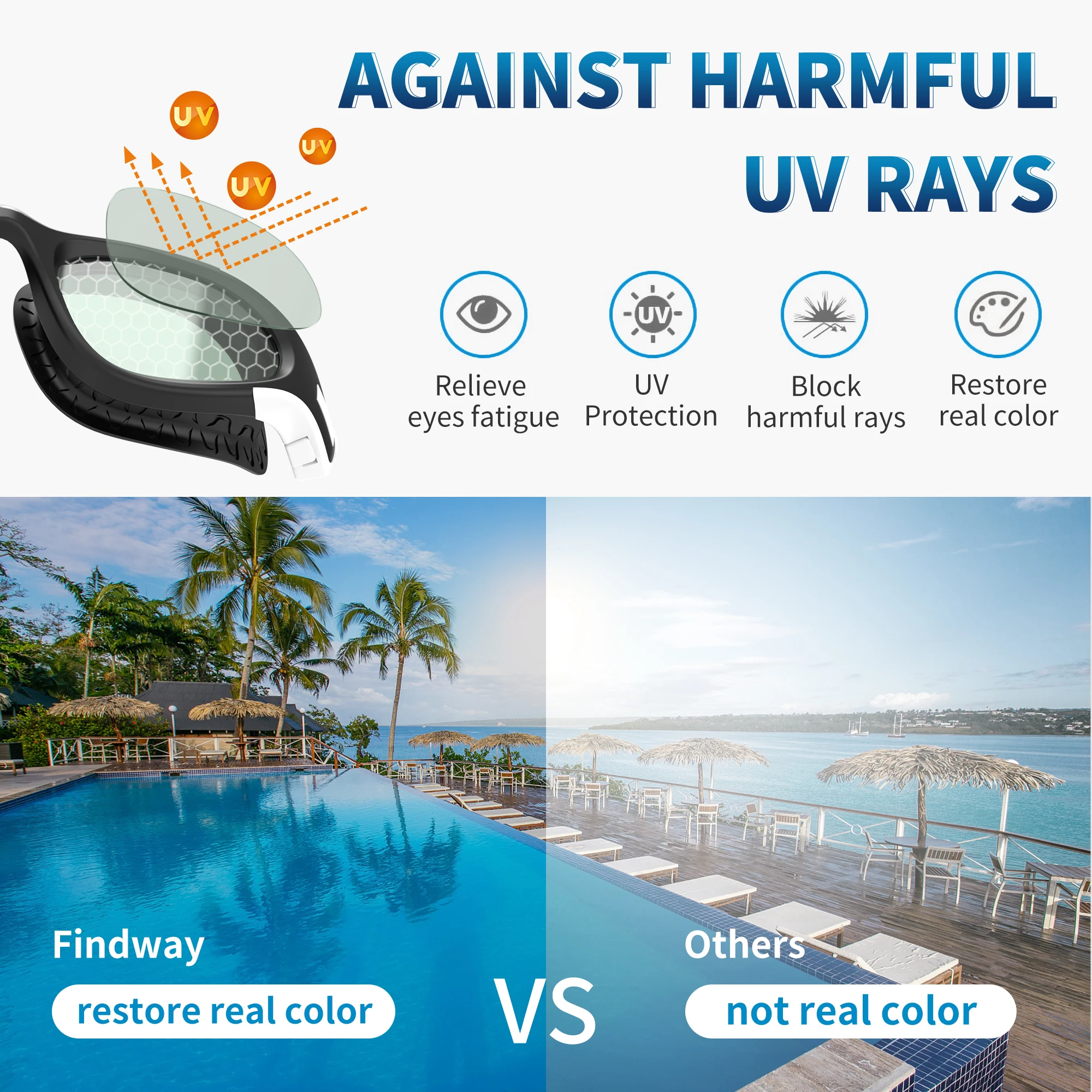 Findway Adults Swimming Goggles Anti-Fog UV Protection Soft Silicone Nose Bridge No Leakage for Men Women Swimming Accessories swimming goggles