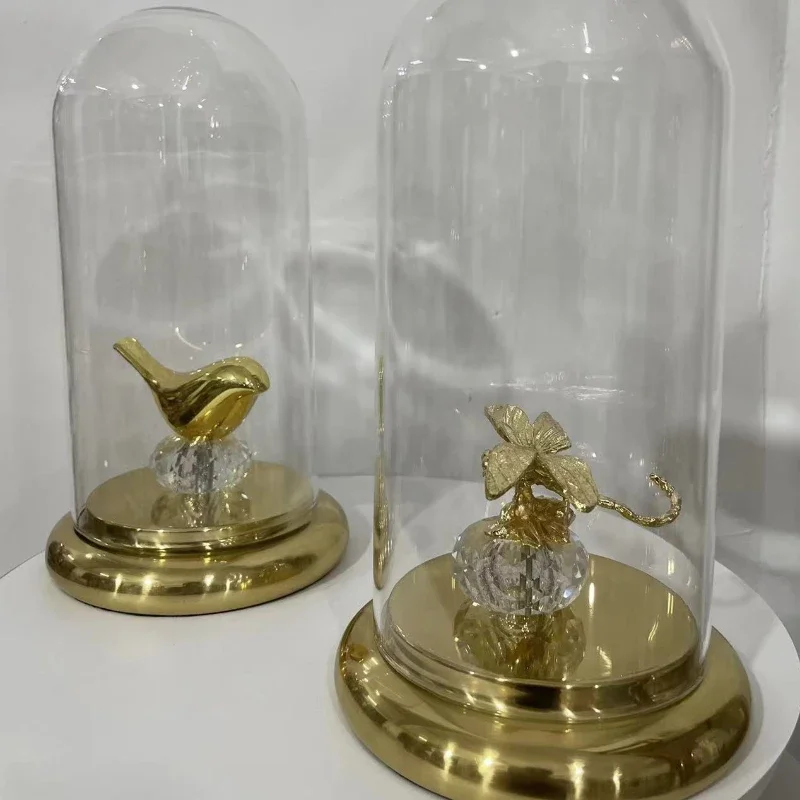 

New Chinese-style Table Decoration Glass Crafts Glass Cover Ornament Creative Bird Prop Minimalist Decor