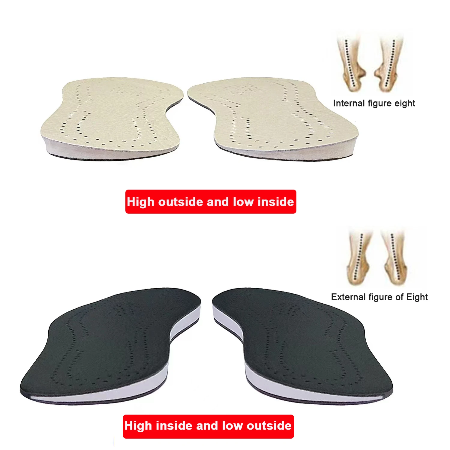 Leg Correction Shoe Inserts Insoles Leather Insoles O/x